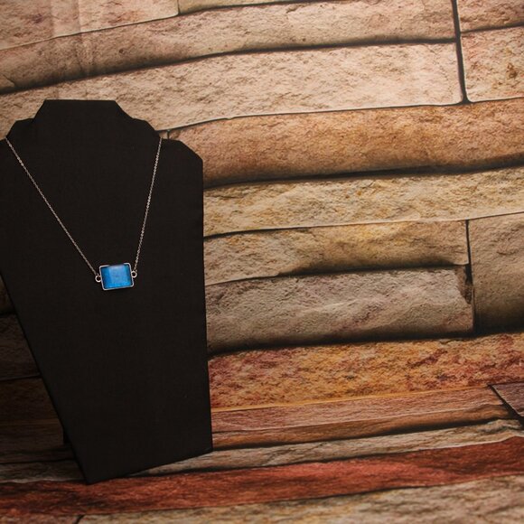 Hand Crafted Epoxy Blue Cube Pandant necklace - Picture 7 of 9
